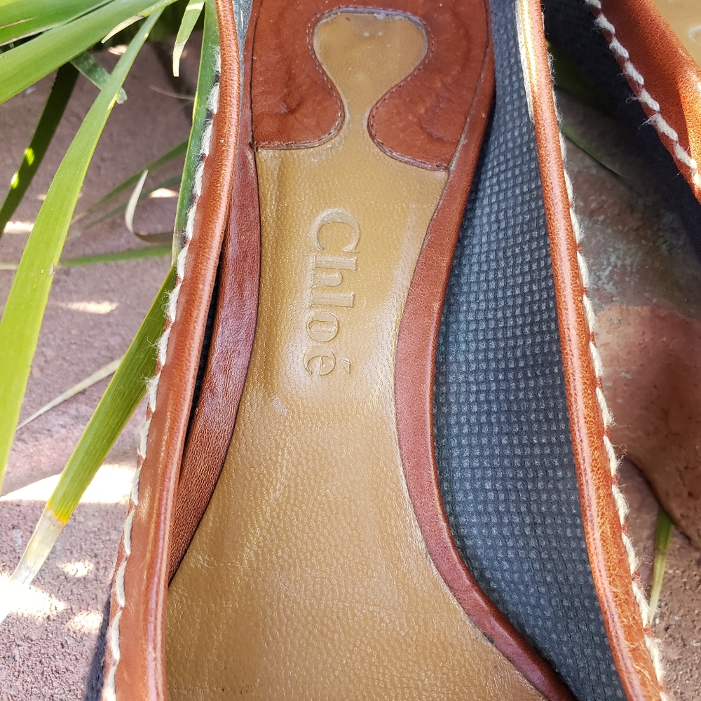 Chloe  canvas and leatehr buckle flat - Picture 6 of 11
